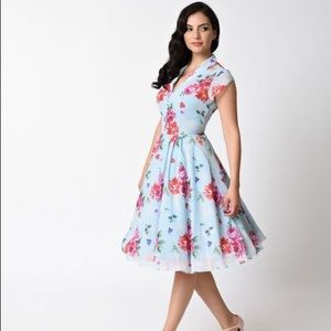 Spring Floral 1950s Style Shirtdress by Hell Bunny